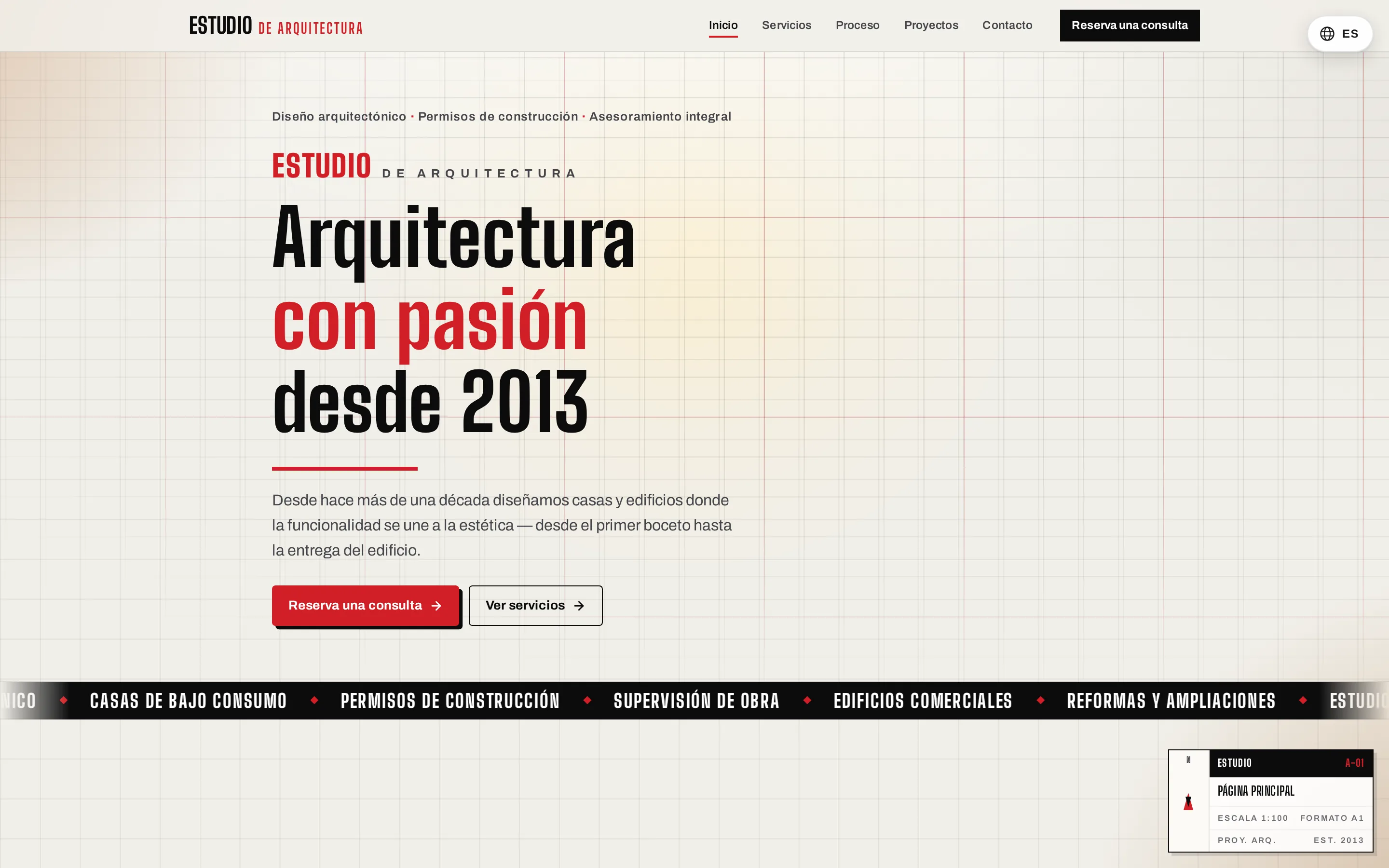 Zrzut ekranu strony Estudio de Arquitectura