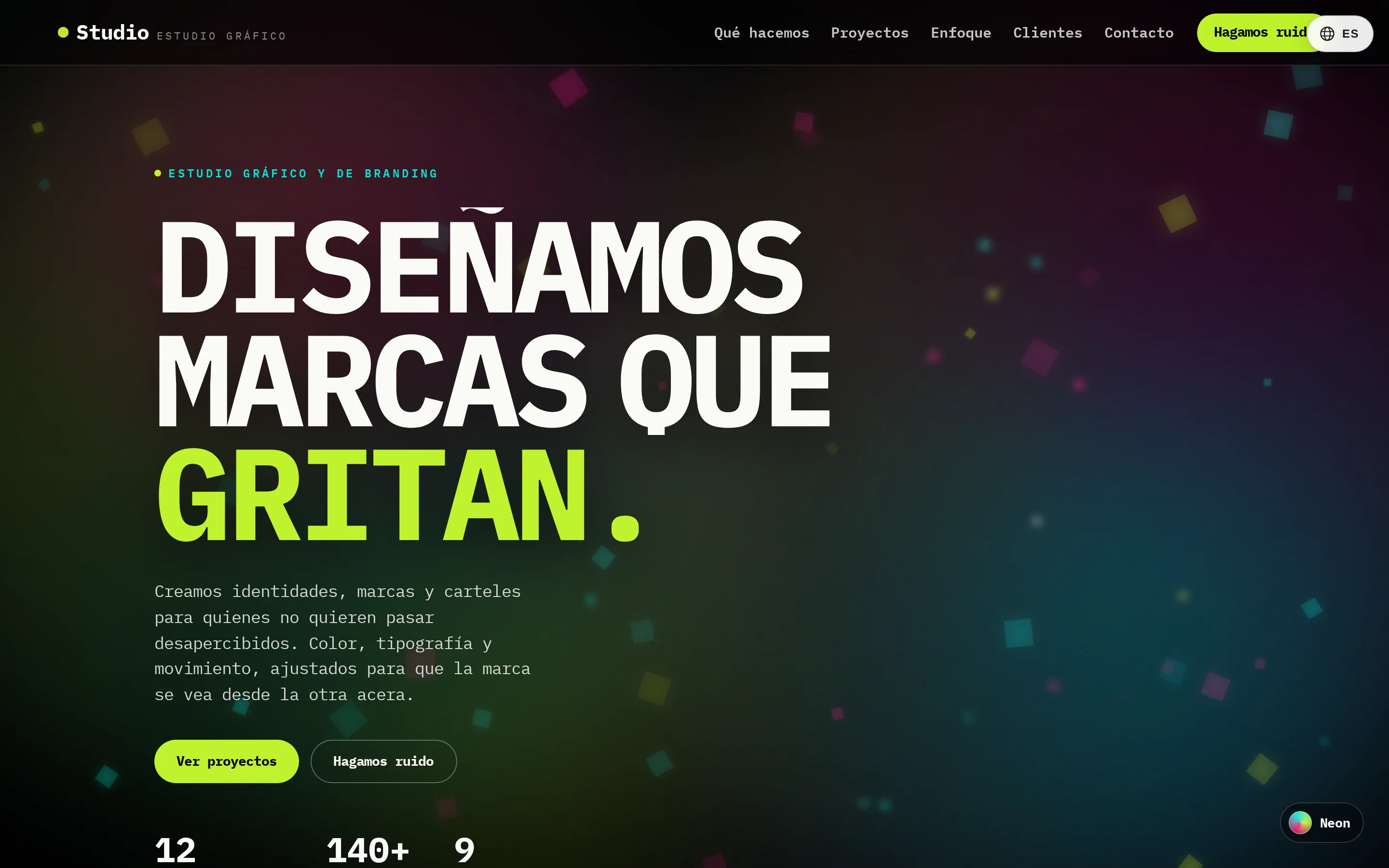 Captura de pantalla de la web Studio