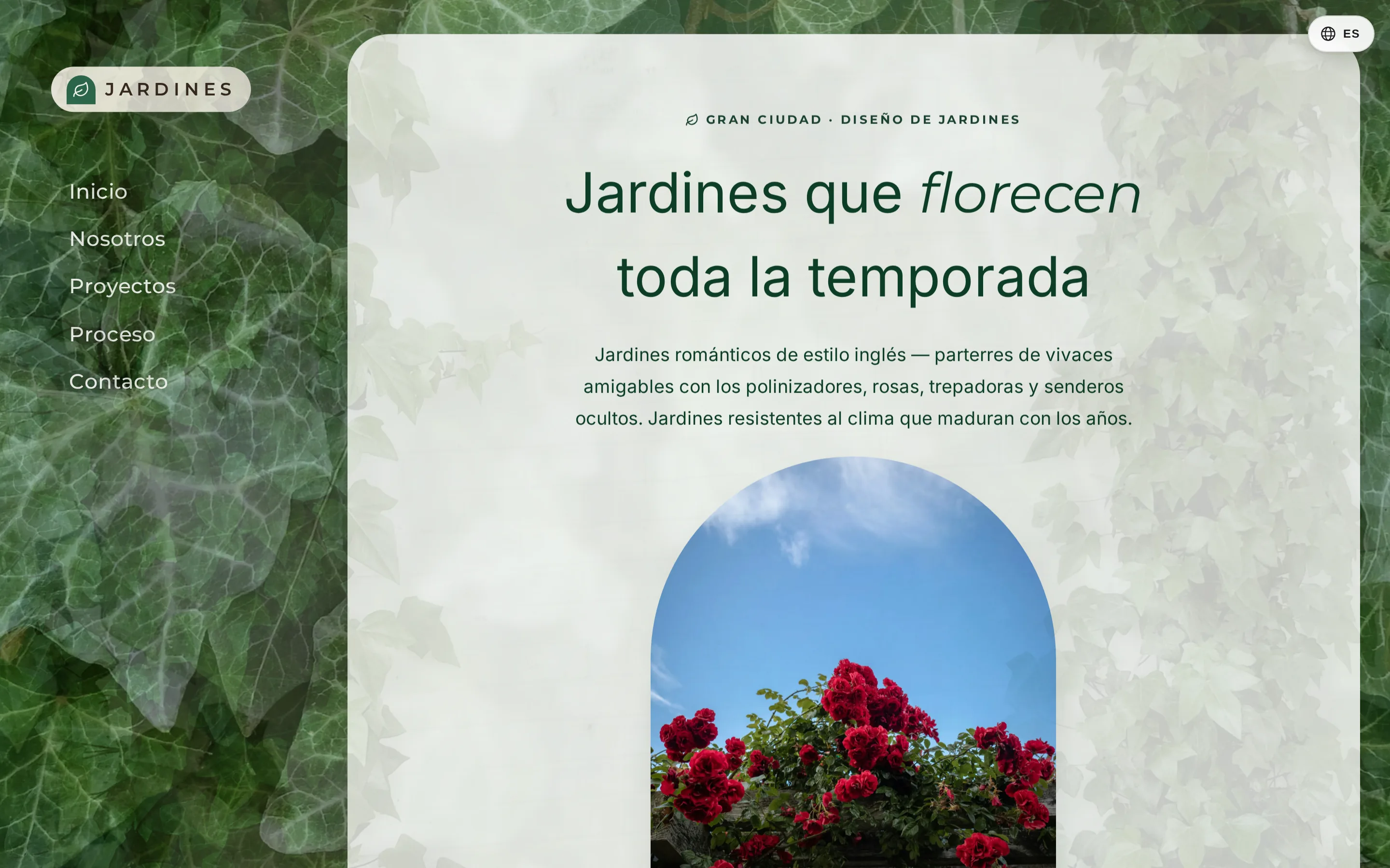 Zrzut ekranu strony Jardines
