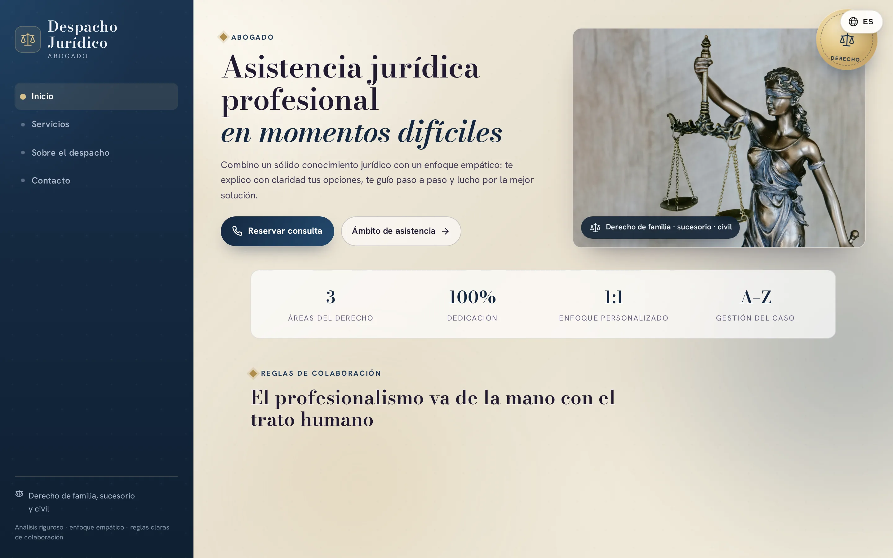 Zrzut ekranu strony Despacho de Asesoría Jurídica