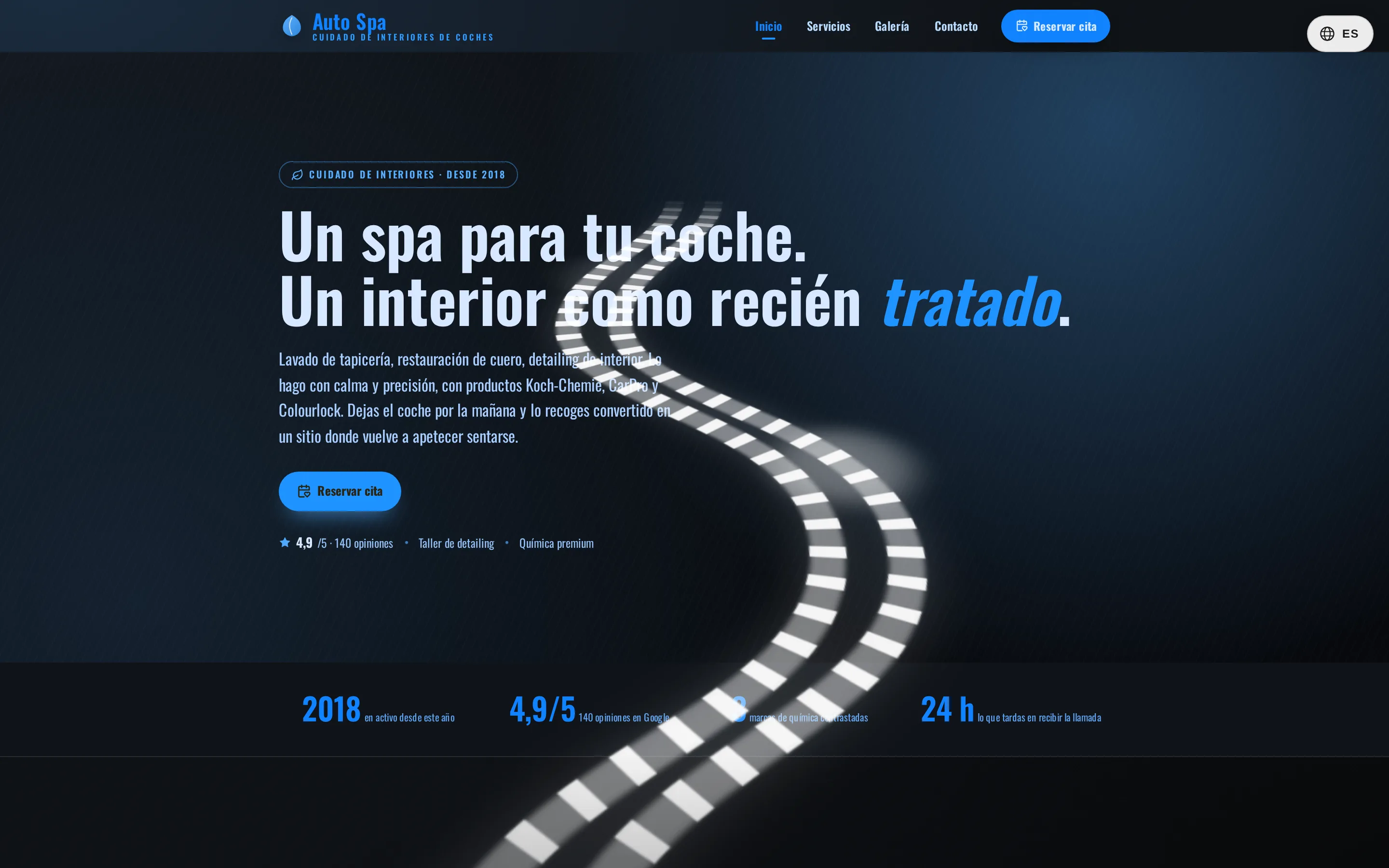Captura de pantalla de la web Auto Spa