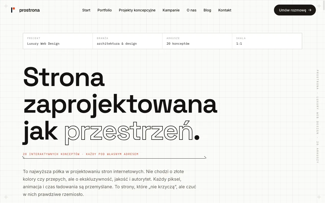 Podgląd strony kampanii Luxury web design