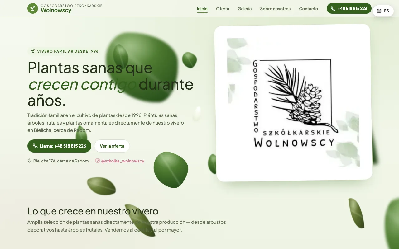 Web de Gospodarstwo Szkółkarskie Wolnowscy