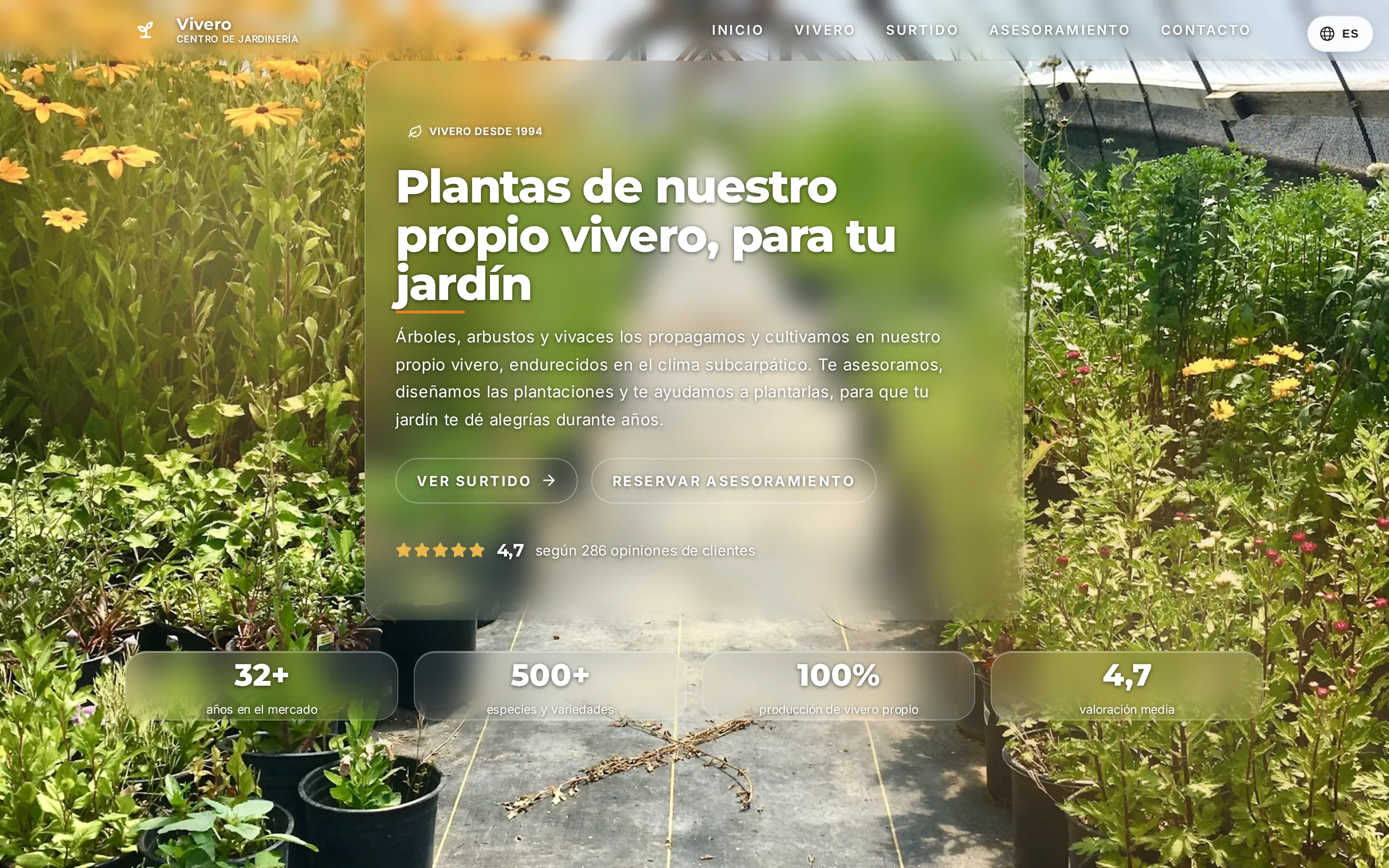 Zrzut ekranu strony Vivero y Centro de Jardinería