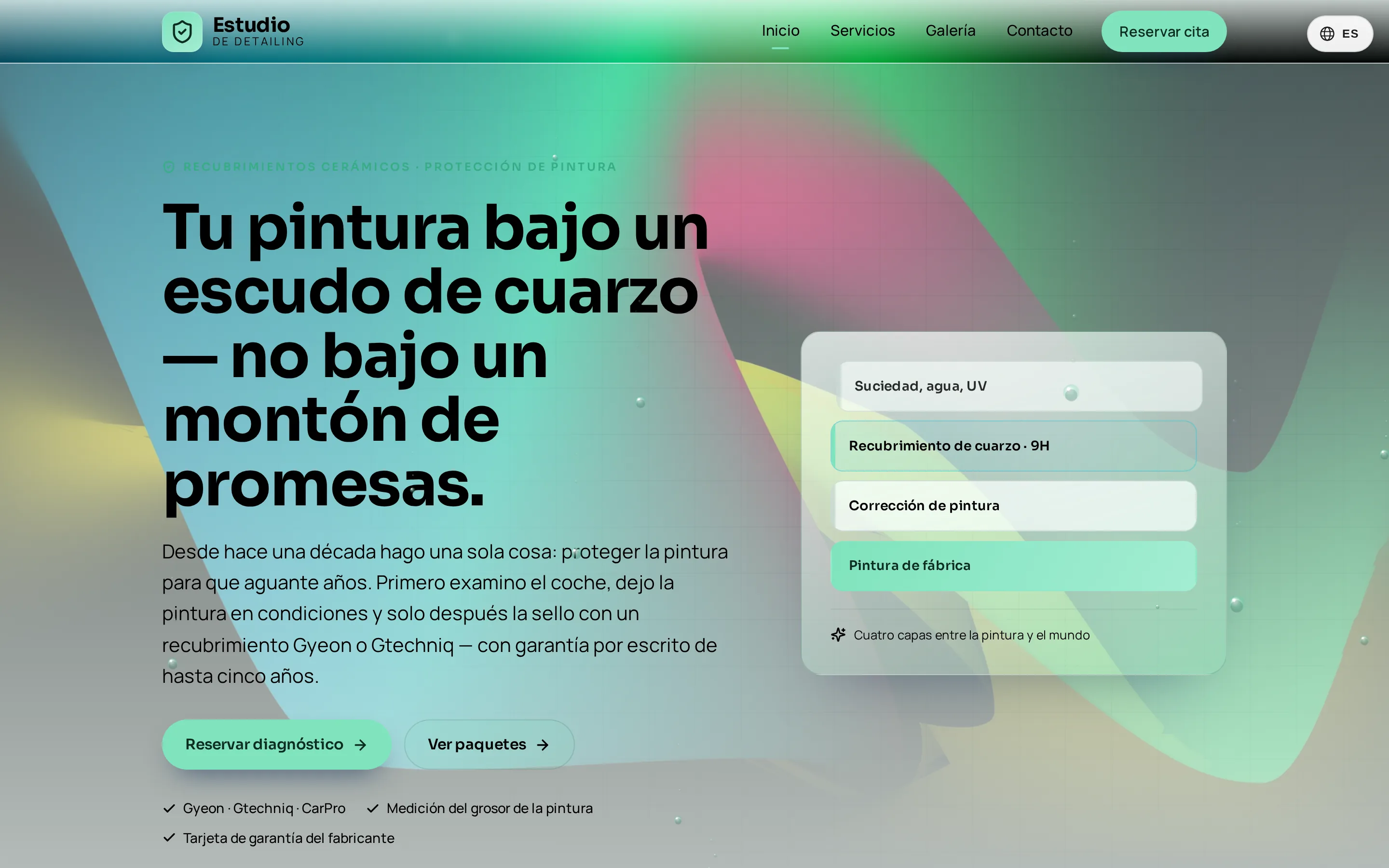 Captura de pantalla de la web P-Detailing