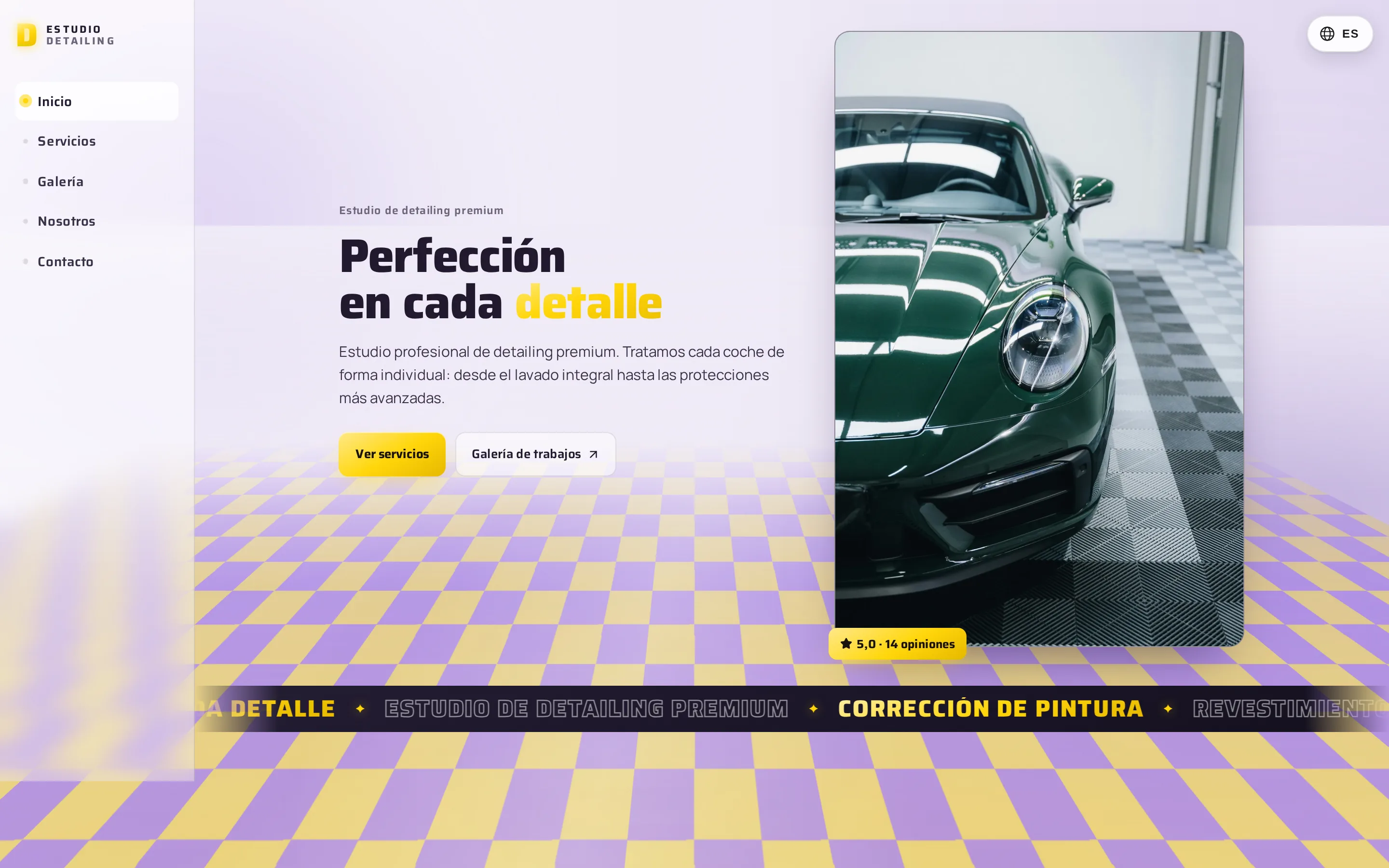 Captura de pantalla de la web Studio Detailing
